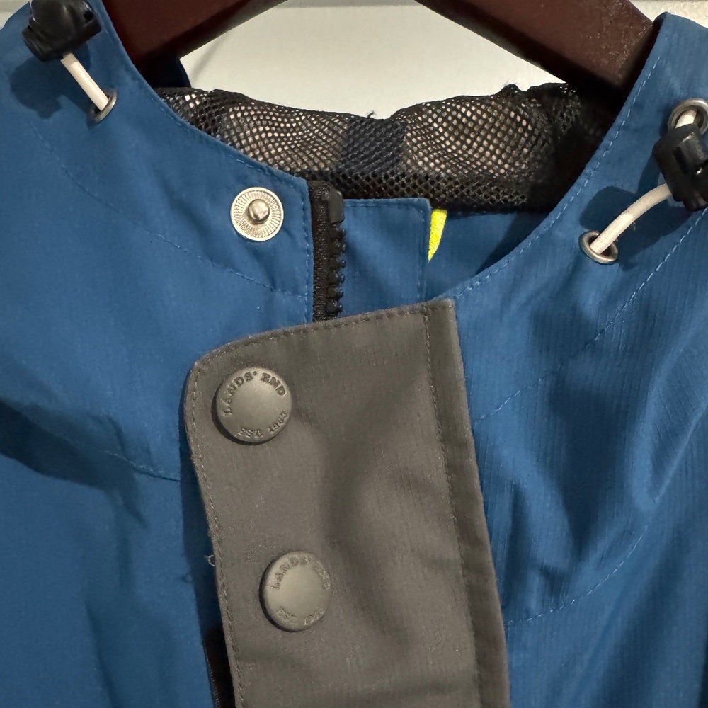 LANDS END Waterproof Squall Rain Coat M Blue Mesh Lining Jacket - Picture 7 of 13